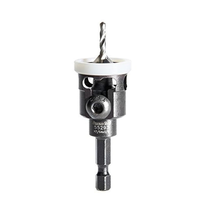 Amana Tool 82 Degree Countersink with Adjustable Low Friction Drill Bit Depth Stop, 55293, 3/8 D x 7/64 Drill D x 1/4 Inch Quick Release Hex Shank